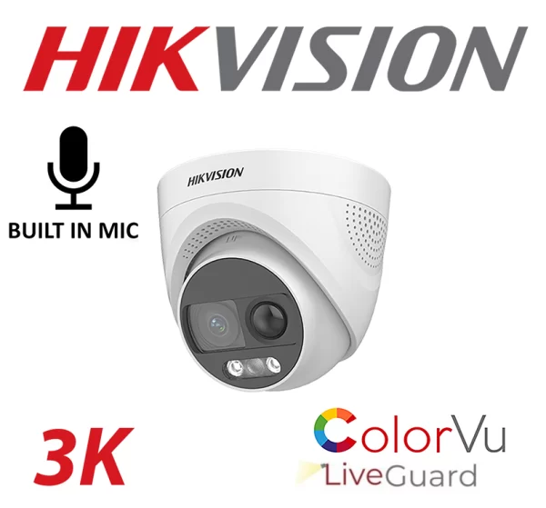 HIKVISION DS-2CE72KF3T-PIRXO(2.8MM) 3K fixed lens ColorVu PIR siren turret camera