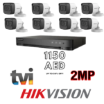 Kits 8 Camera Hikvision 2Mp  Dvr 4Ch