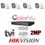 Kits 4 Camera Hikvision 2Mp  Dvr 4Ch ColorVu