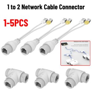 5-1pcs POE Splitter 1 to 2 Network Cable Connector Adapter Three-way RJ45 Head POE Camera Router Install
