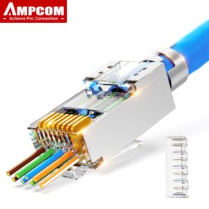 AMPCOM CAT7 RJ45 Connector, Pass Through CAT6A rj 45 Ethernet Plug for CAT 7 Solid or Stranded Network Cable with 1.5mm Load Bar 30PCS