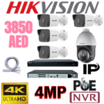 Kits 4Camera 4Mp Hikvision Nvr 8ch PoE Disk 1TB  Ptz X25 4Mp