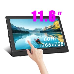 Protable Monitor 11.6 Inch 1366x768 60Hz Touchscreen Secondary Monitor HDMI Compatible with for Laptop PC PS4/PS5 Raspberry Pi