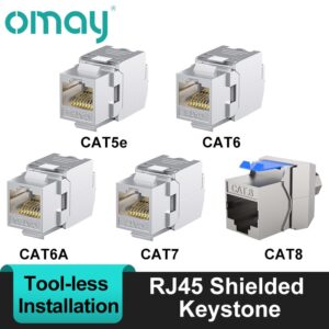 RJ45 CAT8 Tool-Less STP Shielded Keystone Jack Module,Self-Locking Cat7 CAT6A CAT6 CAT5E Zinc Alloy Network Coupler Adapter 10PCS