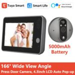 Tuya Smart 1080P WiFi Door Bell Peephole Camera Viewer Home Security Two-way Audio Night Vision 4.3' FHD Video Doorbell Camera