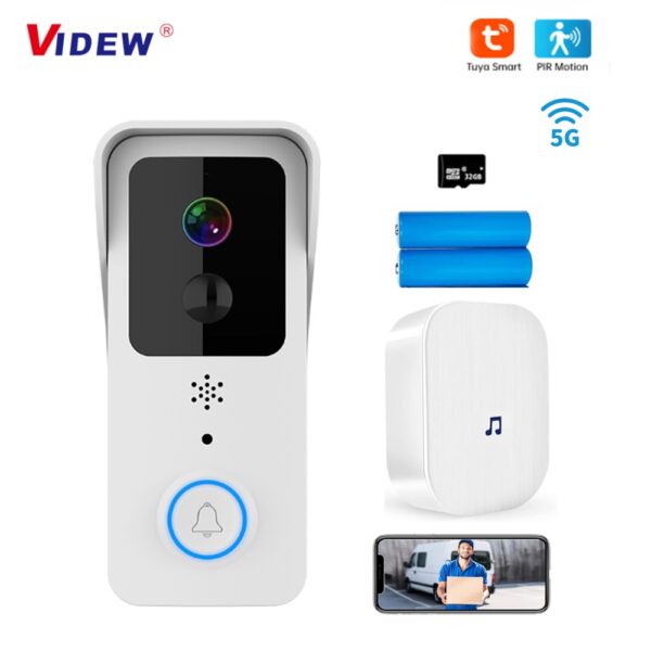 Tuya Smart Video Doorbell 5G 2.4G WiFi Outdoor Door bell Waterproof IP65 Battery Intercom Smart Life Wireless doorbell Camera