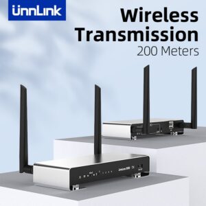 Unnlink Wireless HDMI Extender Kit 4K 1080P 200m HDMI Video Transmitter and Receiver for DSLR Camera Projector Laptop Church