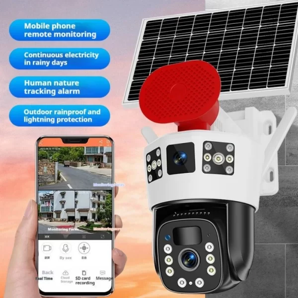 ⁦Solar Camera Solar Surveillance Camera with SolarPanel V380 4G WiFi Dual Lens 360°Camera 8MP 4K CCTV Outdoor Security Waterproof⁩ - الصورة ⁦6⁩