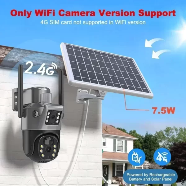 4K 8MP Sim Card Solar Camera comes free with a 256G memory Outdoor IP Cam Dual Screen Security Protection Wireless Surveillance - Image 5