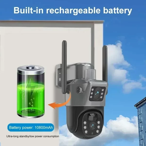 4K 8MP Sim Card Solar Camera comes free with a 256G memory Outdoor IP Cam Dual Screen Security Protection Wireless Surveillance - Image 3