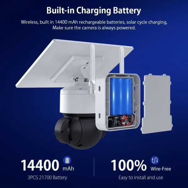YYHC LCLCTEK 4G Solar Powered 1080P Battery Security Camera Full Color Floodlight Outdoor Wireless CCTV Camera - Image 4