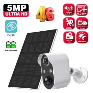 4G SIM 5MP Smart Life 5000mAh Rechargeable Battery Solar Camera Outdoor WIFI 1080P Surveillance Security Siren Camera Google