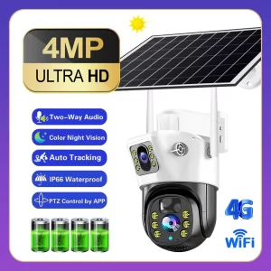 WiFi 4G SIM Card Solar Camera 4K HD Outdoor Night Vision IP CCTV Surveillance IP66 Waterproof PIR Humanoid Detection 2 Way Audio